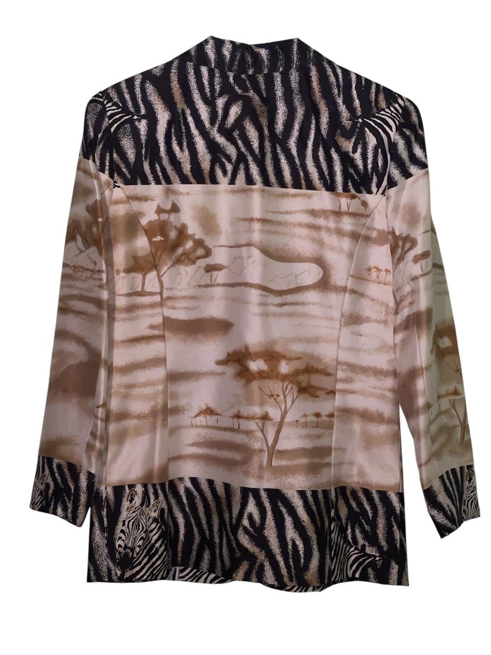 Paulo Santini 100% silk Safari - Zebra jacket. Size 6 EUC Vintage - Picture 4 of 5